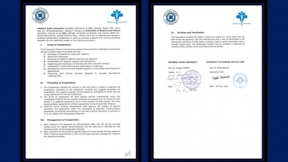امضای تفاهم نامه همکاری بین دانشگاه علم و فرهنگ و  دانشگاه ISTANBUL AYDIN ترکیه