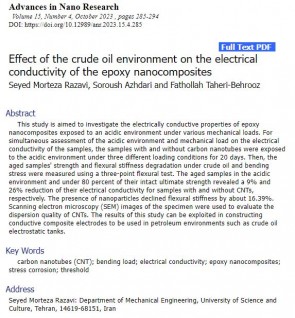 The international publication of a faculty member from the University of Science and Culture in the journal Advances in Nano Research.